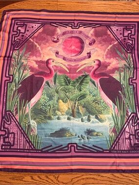 Tropical Bird Satin Square Scarf Boho Festival Fairy Eclectic Artsy Bandana